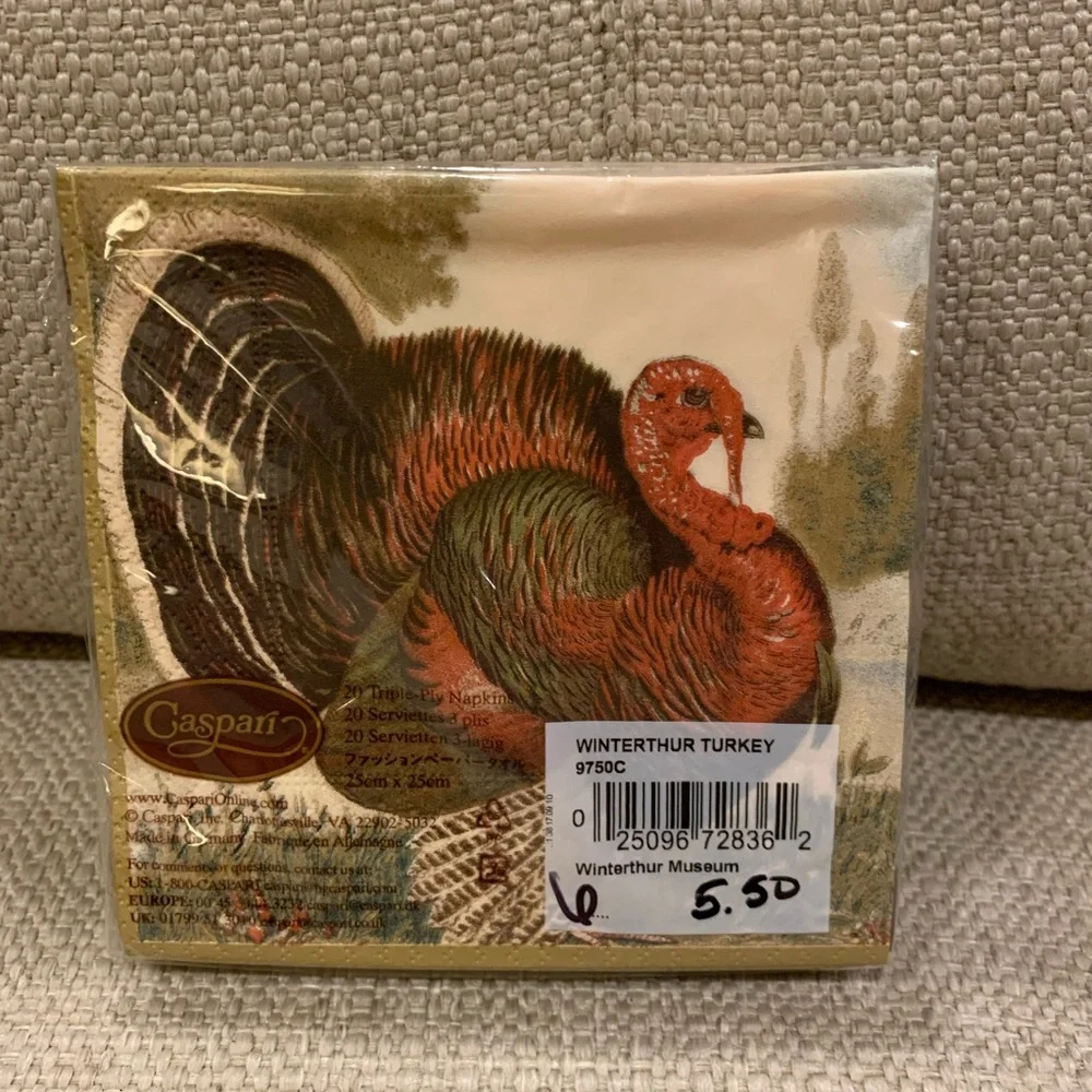 2 pkgs Caspari Thanksgiving Turkey Napkins